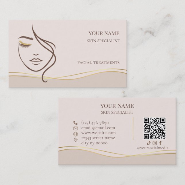 Carte De Visite QR code Skin care & Beauty Salon (Devant / Derrière)