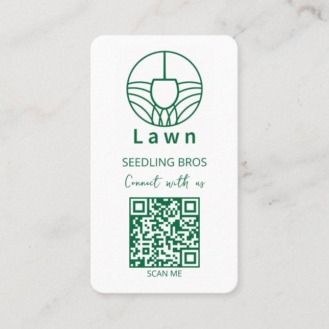 Carte De Visite QR Code Soins De Pelouse Connectez-Vous Avec Nous (Devant)