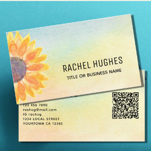 Carte De Visite QR Code Sunflower jaune
