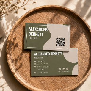 Carte de visite QR code vert et crème de simplicit