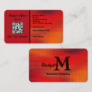 Carte de visite QR Coucher de soleil Abstrait Roug