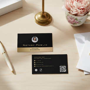 Carte De Visite QR de l'entreprise de notaire photo en or noir pro