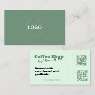 Carte de visite QR de salon de thé vert sauge