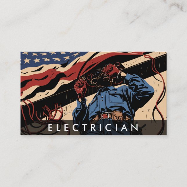 Carte De Visite *~* QR Electrician AP75 Photo Patriotic Flag (Devant)