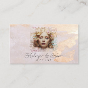 Carte De Visite *~* QR Femme Pêcher Fille Pastel Beige
