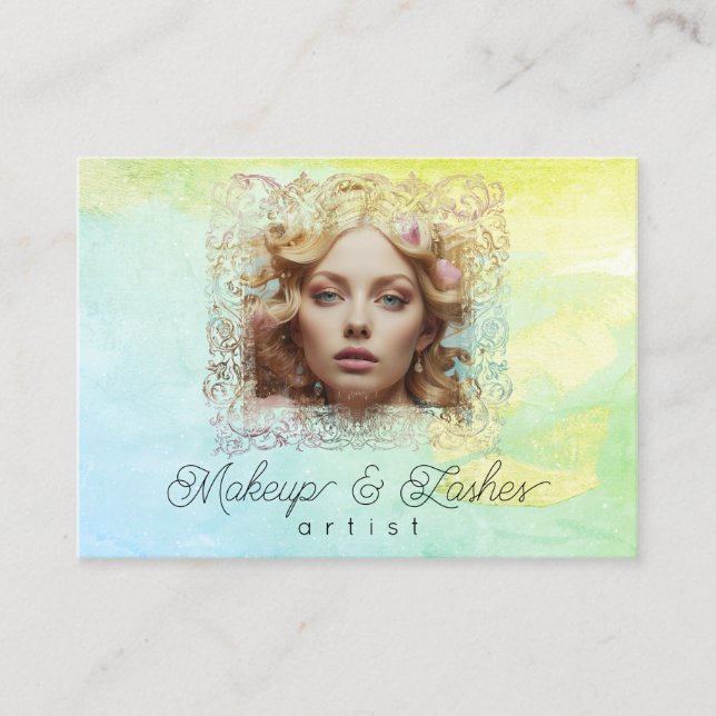 Carte De Visite *~* QR Femmes Monnaie Jaune Pastel (Devant)