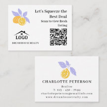 QR immobilier d'été de citron modifiable