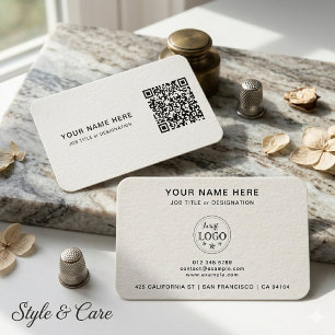 Carte de visite QR & Logo Minimaliste Arrondi