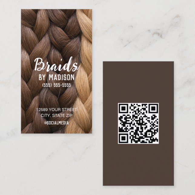 Carte de visite QR personnalisé de tressage de che (Devant / Derrière)
