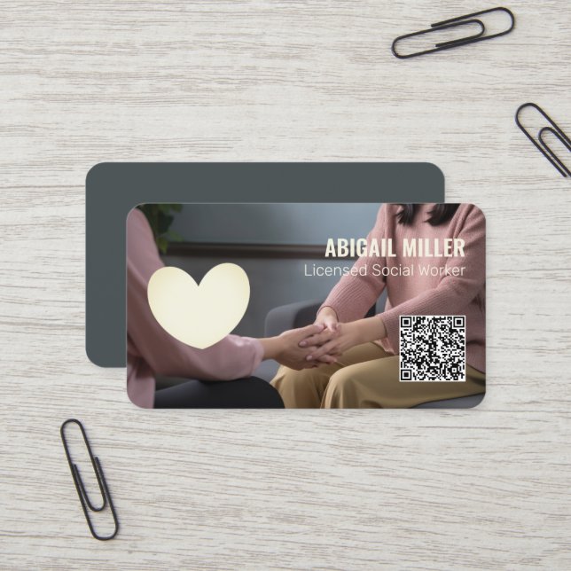 Carte De Visite QR personnalisé du travailleur social (Devant/Arrière en situation)