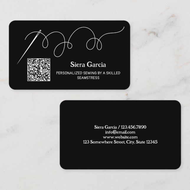 Carte de visite QR personnalisé Seamstress (Devant / Derrière)
