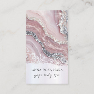 Carte De Visite *~* QR Pink Silver Luxe Agate Parties scintillant 