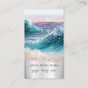 Carte De Visite *~* QR Plage Ornate Vagues Mer Océan O7 Sable