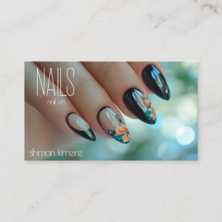 Carte De Visite QR Trendy Nail Floral Art Manicuriste