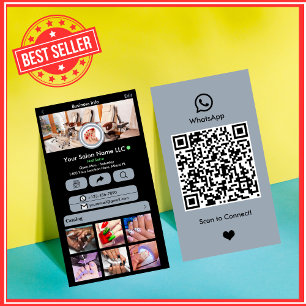 Carte de visite QR WhatsApp Salon de Manucure Bleu