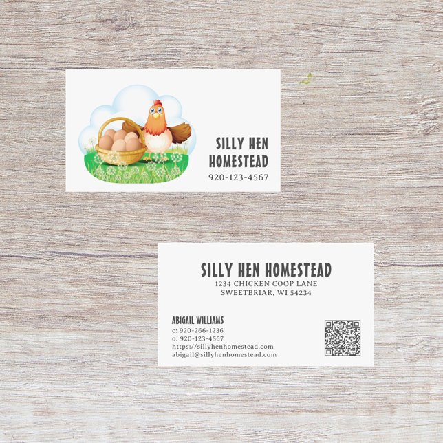 Carte de visite QRCode du poulet de dessin (Créateur téléchargé)