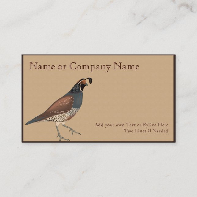 Carte De Visite Quail sur Gray Gambodge avec Feuille (Devant)