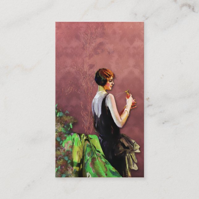 Carte De Visite Qualida, mode des années 1920 en vert et s'est (Devant)