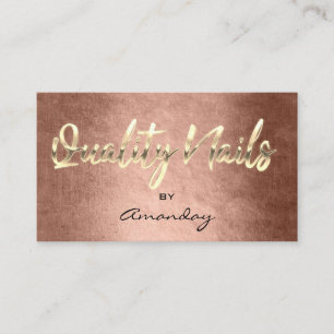 Carte De Visite Qualité Nails Code QR Logo Rose Gold