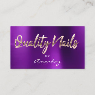 Carte De Visite Qualité Nails QR Code Logo Purple Rose Gold