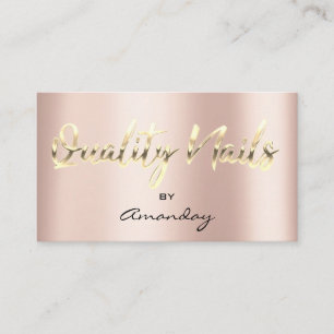 Carte De Visite Qualité Nails Studio QR Code Logo Rose Gold