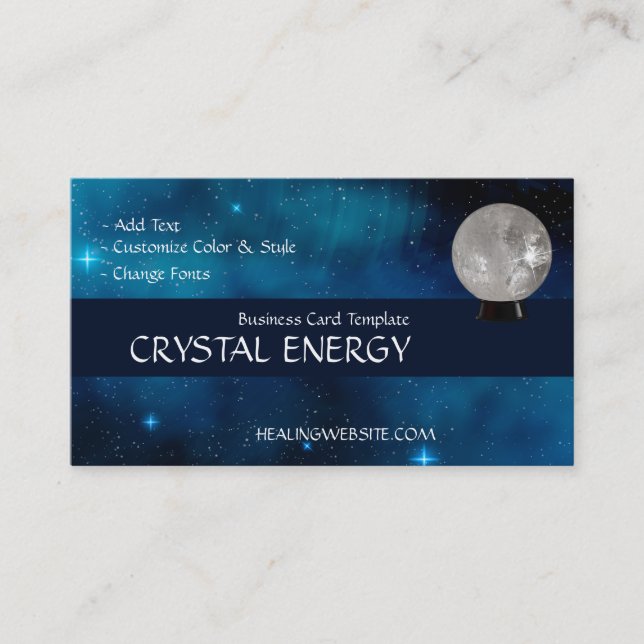 Carte De Visite Quartz de guérison en galaxie bleue (Devant)