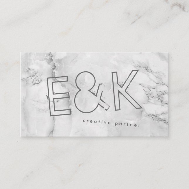Carte De Visite Quartz Marbre Ultra Moderne Grand Script Funky (Devant)