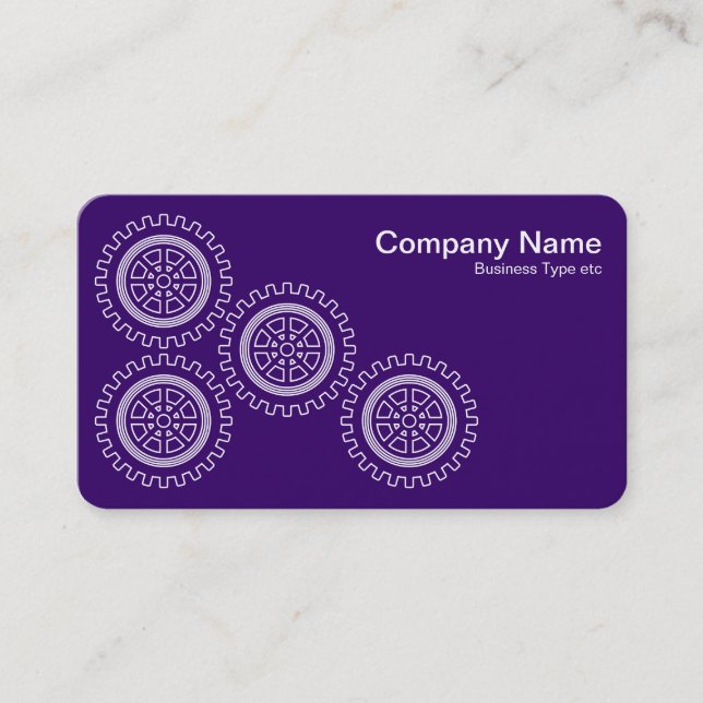 Carte De Visite Quatre engrenages - blanc sur violet profond - gri (Devant)