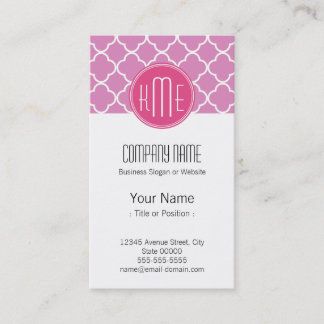Carte De Visite Quatrefoil rose Rose avec monogramme personnalisé