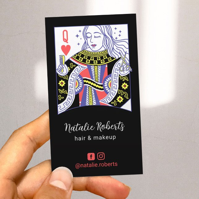 Carte De Visite Queen of Hearts Hair Styliste Salon de beauté #3 (Créateur téléchargé)