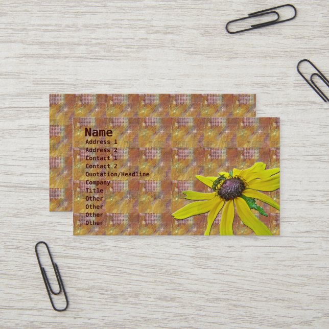 Carte de visite Quilt, Bee et Black Eyed Susan (Devant/Arrière en situation)