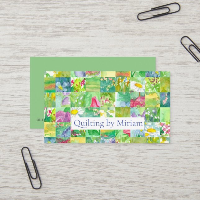 Carte De Visite Quilter Patchwork Quilt Coudre Seamstress Crafter (Devant/Arrière en situation)