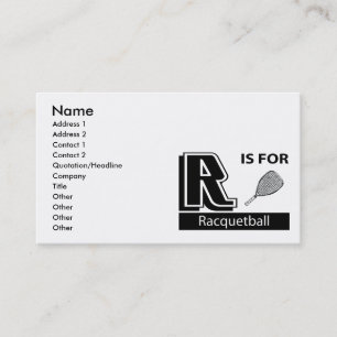 Carte De Visite R est pour le racquetball