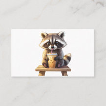 Raccoon Drinking Iced Coffee