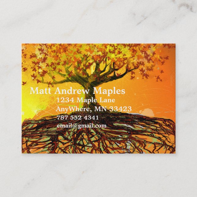 Carte De Visite Racines de l'arbre orange et jaune (Devant)