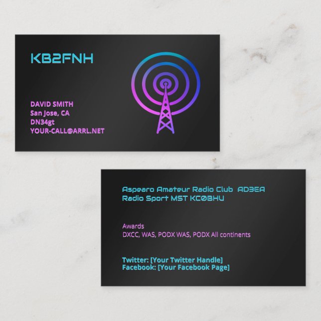 Carte De Visite Radio amateur (Devant / Derrière)