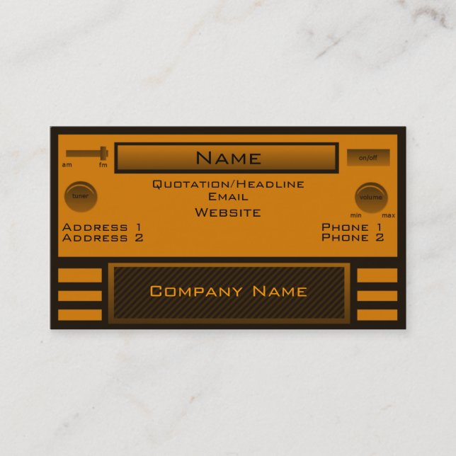 Carte de visite radio rétro, Orange (Devant)