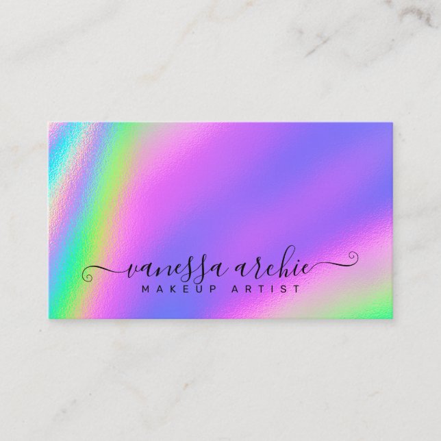 Carte De Visite Rainbow Holographic Foil Beauty Service (Devant)