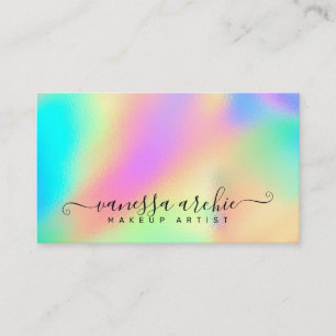 Carte De Visite Rainbow Holographic Foil Beauty Service Entreprise