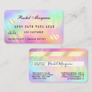 Carte De Visite Rainbow Holographic Iridescente Unicorn Crédit