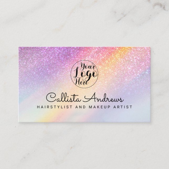 Carte De Visite Rainbow Holographic Parties scintillant Ombre Part (Devant)