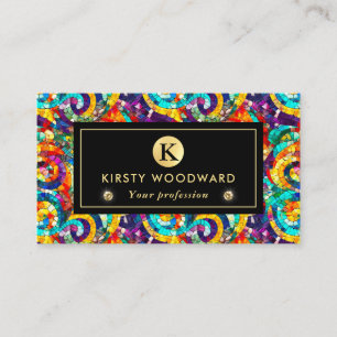 Carte De Visite Rainbow Jewel Tone Mosaic Motif en verre