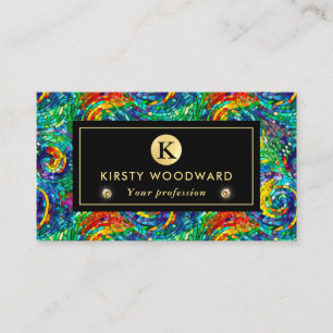 Carte De Visite Rainbow Jewel Tone Mosaic Motif en verre