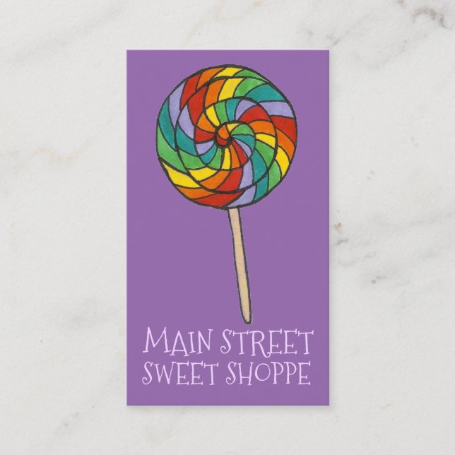 Carte De Visite Rainbow Lolly Lollipop Candy Sweet Shoppe (Devant)