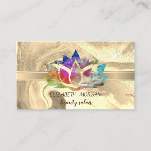 Carte De Visite Rainbow Lotus à rayure dorée professionnelle,Marbr