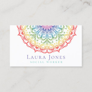 Carte De Visite Rainbow Ombre Gradation Mandala Health Wellness