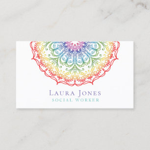 Carte De Visite Rainbow Ombre Gradation Mandala Ladies Stylist