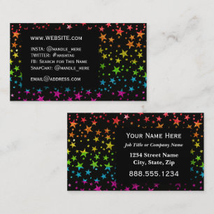 Carte De Visite Rainbow Parties scintillant Stars Professionnel Co