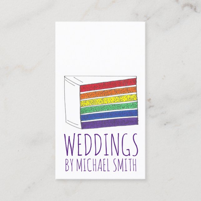 Carte De Visite Rainbow Pride LGBT Gâteau Wedding planner boulange (Devant)