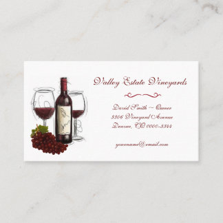Carte De Visite Raisin vintage de vin rouge